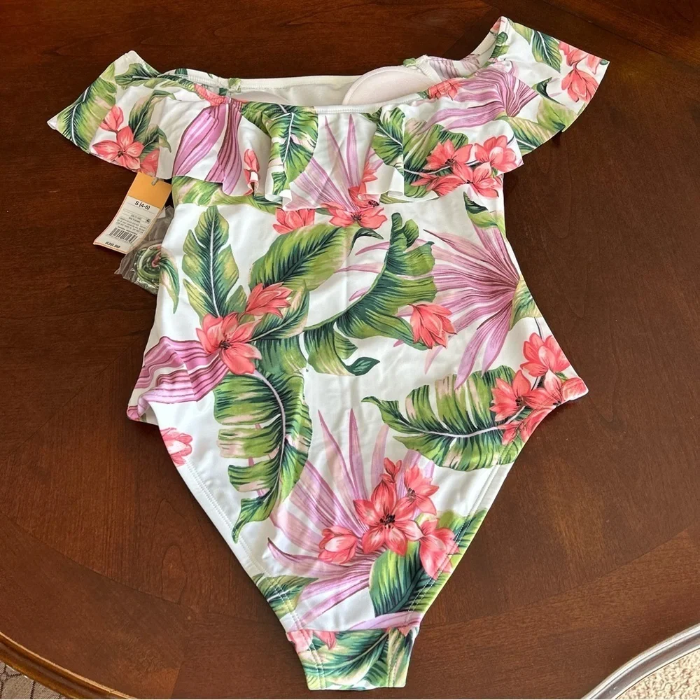 NEW Kona Sol |  Off-Shoulder One Piece Floral Swinsuit